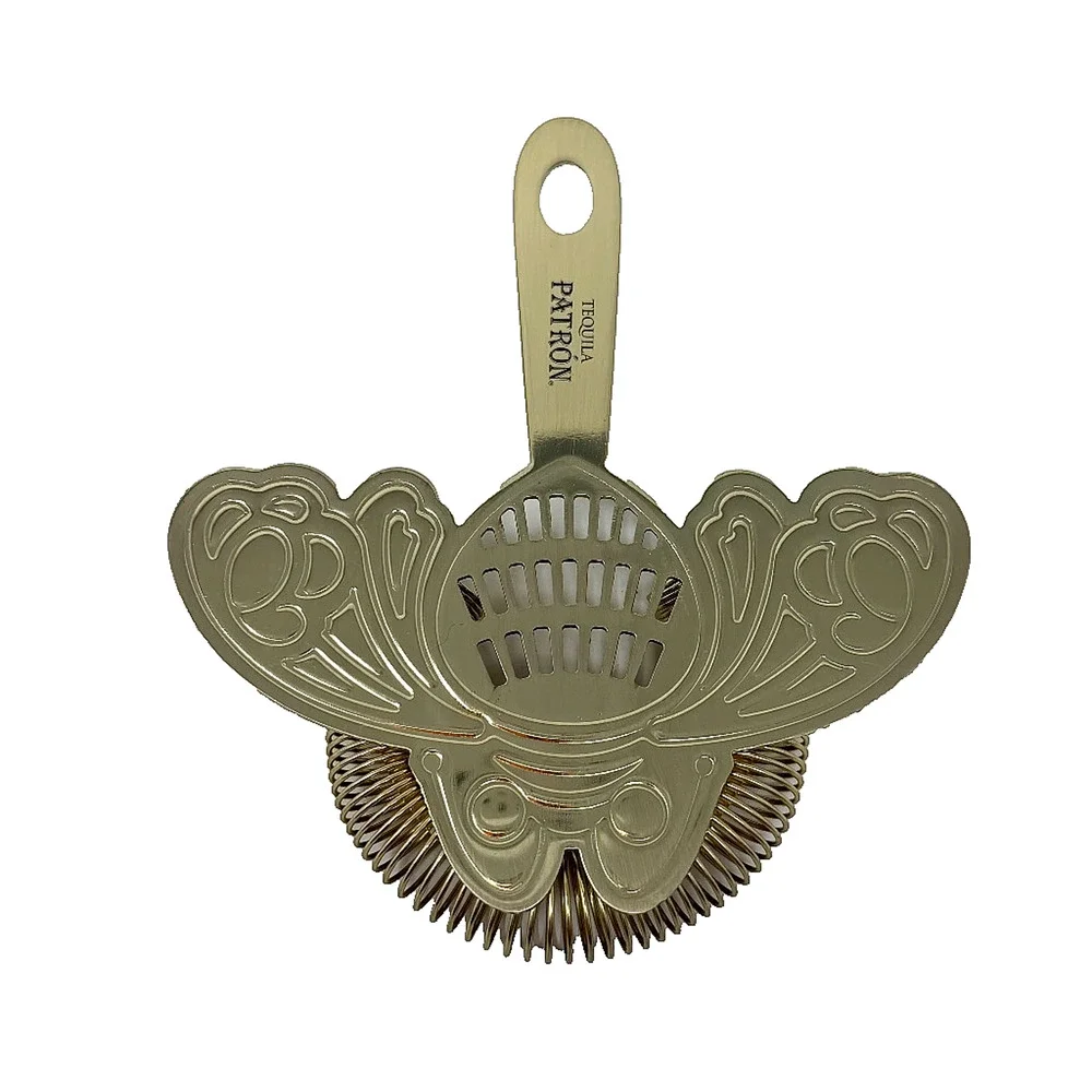 Patrón Tequila Bee Hawthorne Cocktail Strainer Gold Tone 6.25in GUC